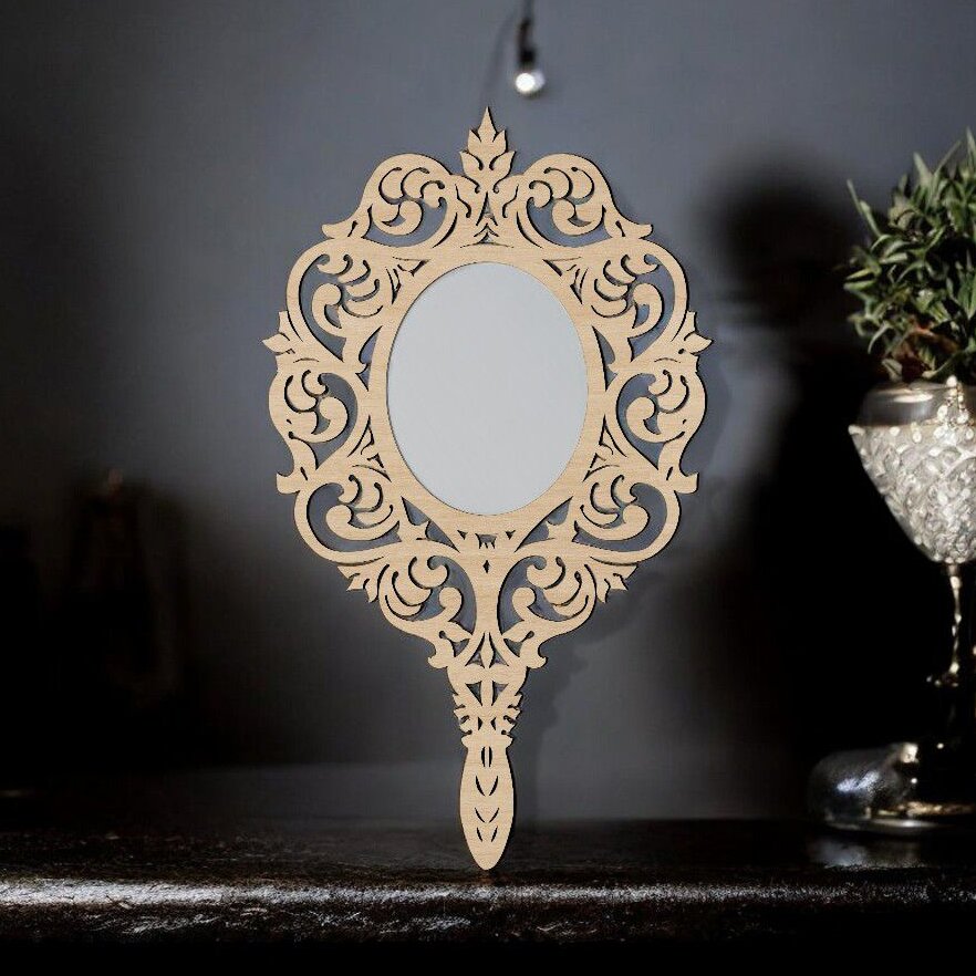 Intra απο ξύλο plywood 3mm-4mm πάχος – Διακοσμητικό πλαίσιο καθρέφτη χειρός 25x25 cm INTRAVECTRY-MY552112