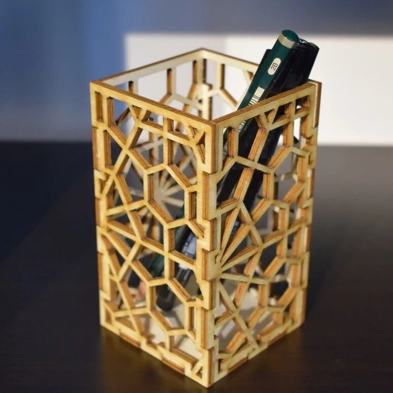 Σετ των 3 Intra απο ξύλο plywood 3mm-4mm πάχος – Γεωμετρικό ξύλο θήκης μολυβιού 35x40 cm INTRAVECTRY-MY560175