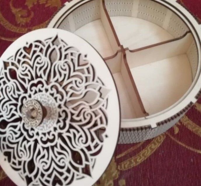 Σετ των 3 Intra απο ξύλο plywood 3mm-4mm πάχος – Στρογγυλό κιβώτιο μεντεσέδων Living με λίμα διαμερισμάτων 15x20 cm INTRAVECTRY-MY560205