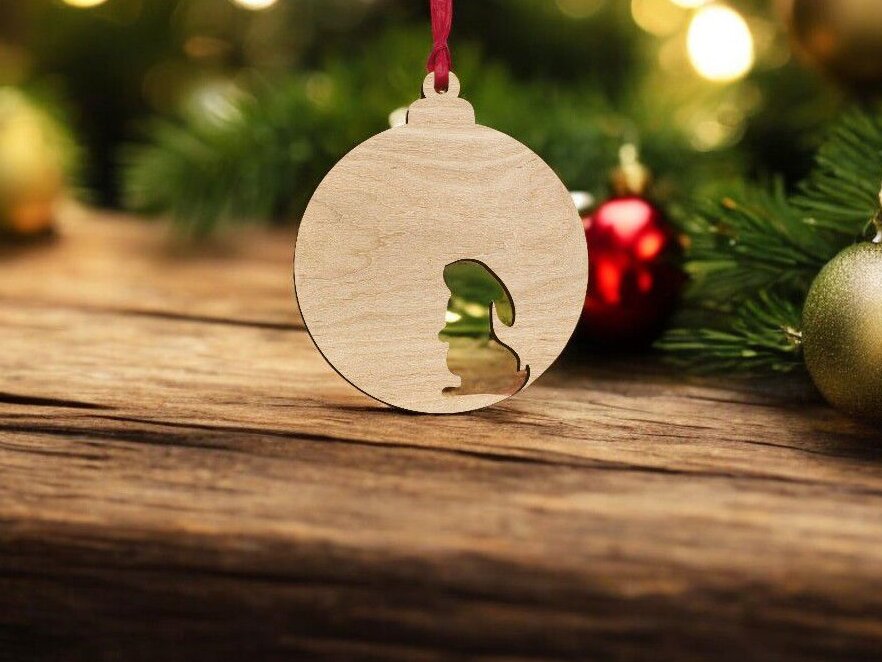 Intra απο ξύλο plywood 3mm-4mm πάχος – Μπιχλιμπίδι με χριστουγεννιάτικο δέντρο λαγουδάκι 45x50 cm INTRAVECTRY-MY551588