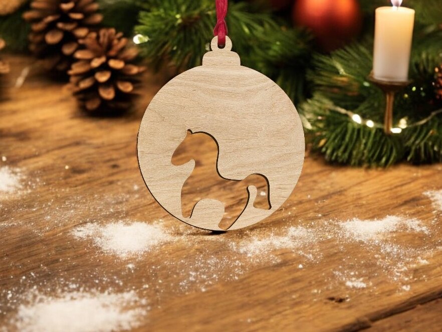 Σετ των 3 Intra απο ξύλο plywood 3mm-4mm πάχος – Χριστουγεννιάτικη μπάλα αλόγων 25x30 cm INTRAVECTRY-MY545360