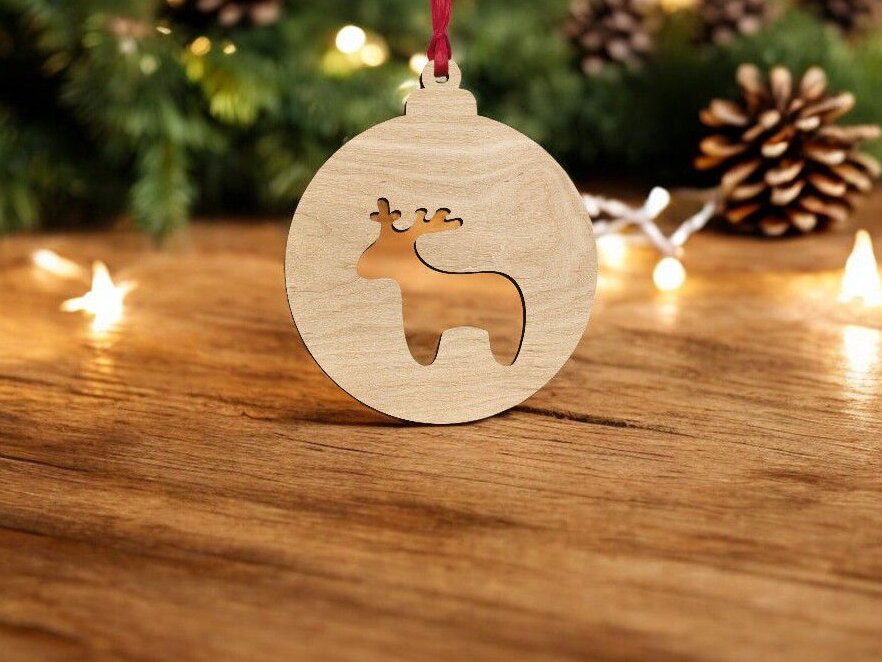 Σετ των 3 Intra απο ξύλο plywood 3mm-4mm πάχος – Χαριτωμένο χριστουγεννιάτικο μπιχλιμπίδι αλκών 40x40 cm INTRAVECTRY-MY548140