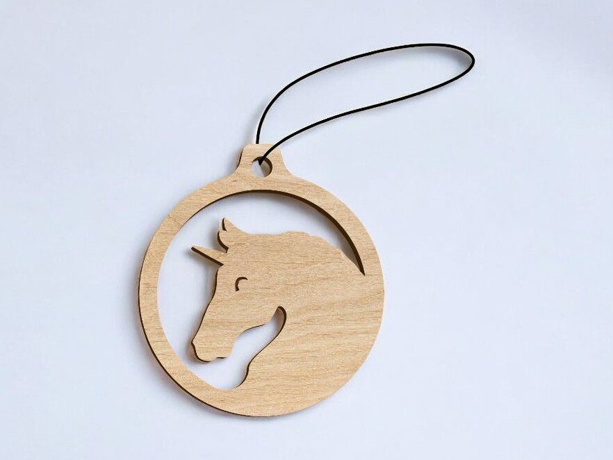 Σετ των 3 Intra απο ξύλο plywood 3mm-4mm πάχος – Χριστουγεννιάτικο στολίδι Μονόκερος 35x40 cm INTRAVECTRY-MY559769