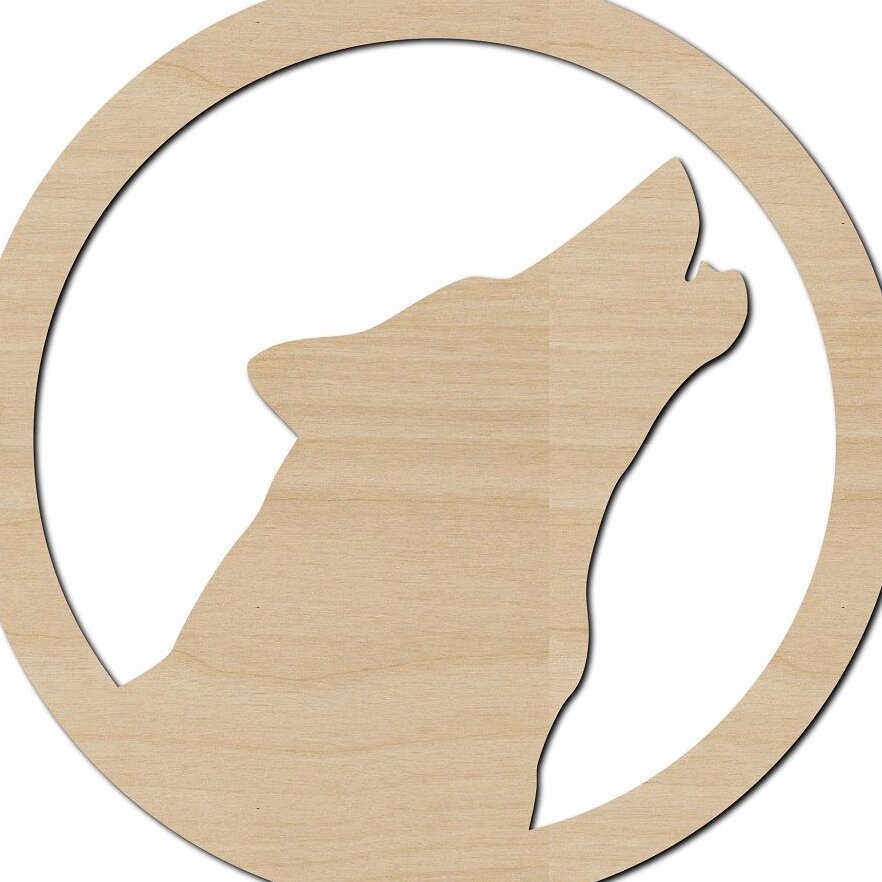 Σετ των 3 Intra απο ξύλο plywood 3mm-4mm πάχος – ξύλο Ξύλινης αποκοπής κύκλου με έμβλημα κεφαλιού Wolf Wolf Wolf 35x40 cm INTRAVECTRY-MY545131