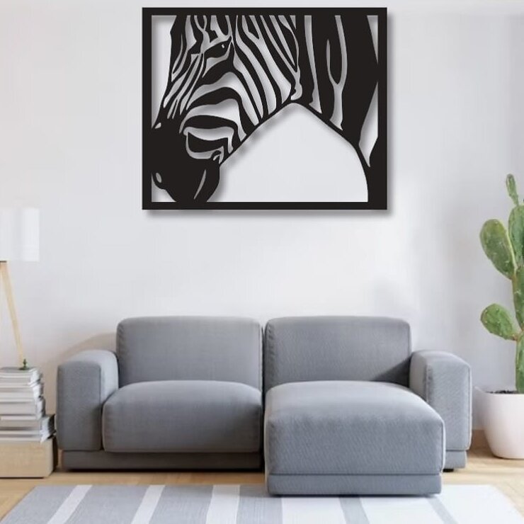 Σετ των 3 Intra απο ξύλο plywood 3mm-4mm πάχος – ξύλο Zebra Head Metal Art Panel Wall Art 20x20 cm INTRAVECTRY-MY545147