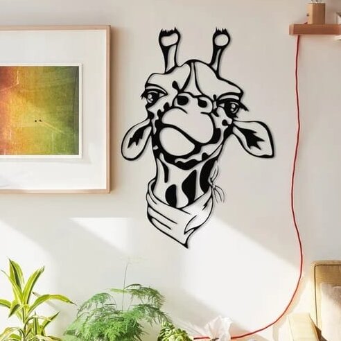 Intra απο ξύλο plywood 3mm-4mm πάχος – Κεφαλή Giraffe Metal Decor Panel Wall DXF File 25x25 cm INTRAVECTRY-MY552333