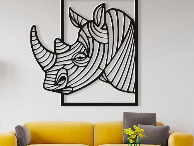 Intra απο ξύλο plywood 3mm-4mm πάχος – Μεταλλικό Rhino Wall Art Panel DXF ξύλο 15x15 cm INTRAVECTRY-MY552337