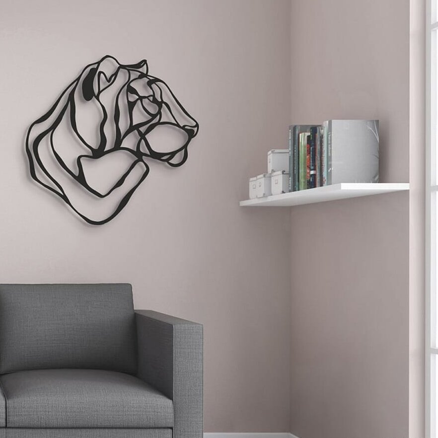 Σετ των 3 Intra απο ξύλο plywood 3mm-4mm πάχος – Tiger Head Μεταλλικό ντεκόρ τοίχου Line Drawing Art Design 40x40 cm INTRAVECTRY-MY545151