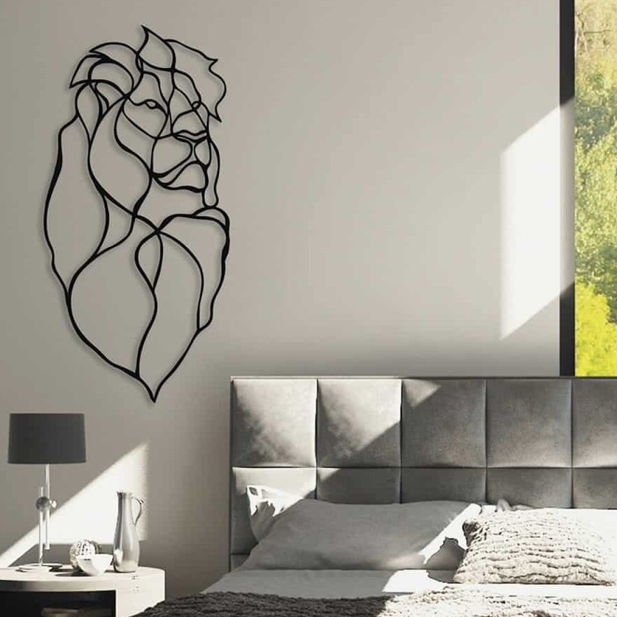 Σετ των 3 Intra απο ξύλο plywood 3mm-4mm πάχος – Lion Head Μεταλλικό ντεκόρ τοίχου ξύλο γραμμικού σχεδίου 50x60 cm INTRAVECTRY-MY545153