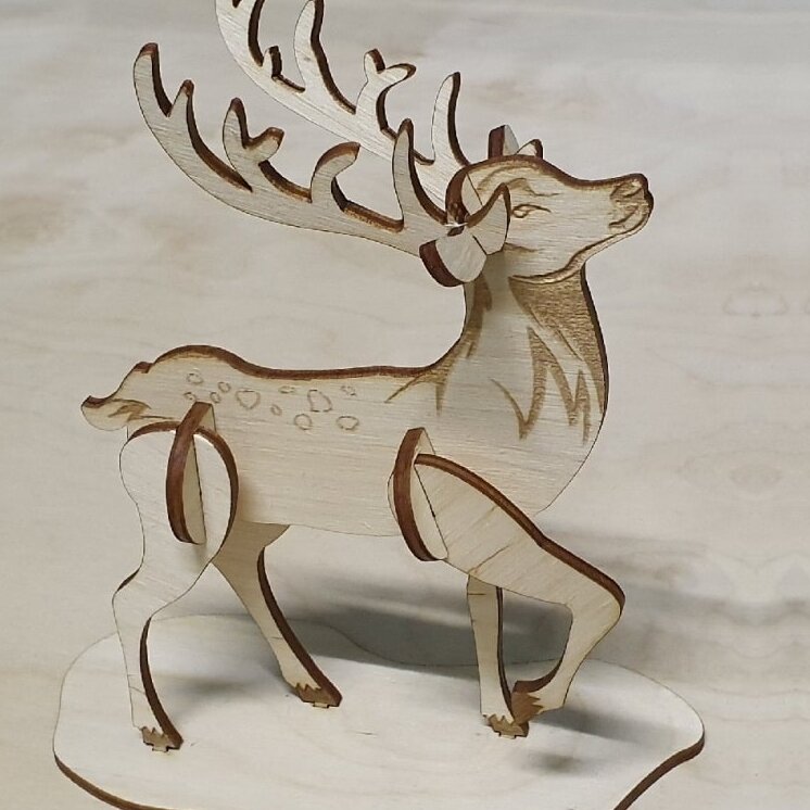 Σετ των 3 Intra απο ξύλο plywood 3mm-4mm πάχος – ξύλο τρισδιάστατου προτύπου ξύλινου τάρανδου 30x35 cm INTRAVECTRY-MY549787