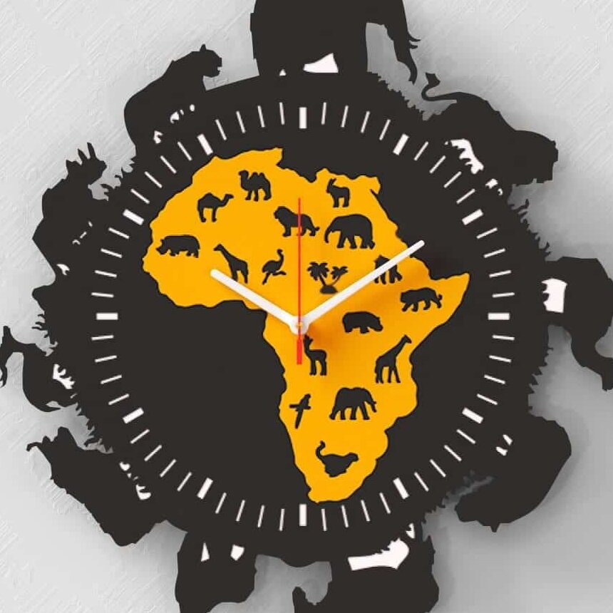 Intra απο ξύλο plywood 3mm-4mm πάχος – ξύλο ρολογιού τοίχου African Safari Animals 40x40 cm INTRAVECTRY-MY557296