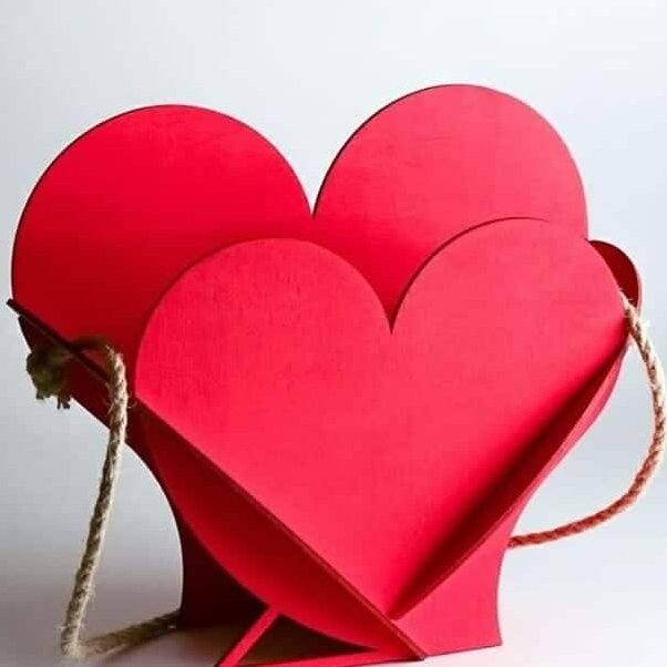 Σετ των 3 Intra απο ξύλο plywood 3mm-4mm πάχος – Πρότυπο Ξύλινο καλάθι λουλουδιών σε σχήμα καρδιάς 4mm 45x50 cm INTRAVECTRY-MY557001