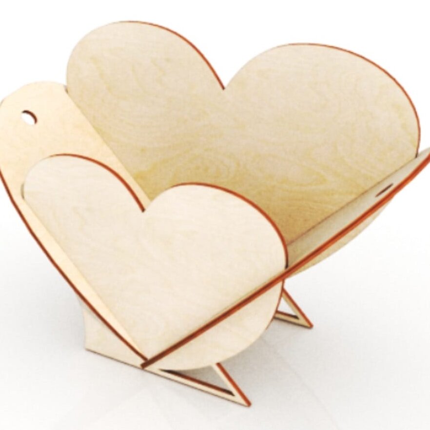 Σετ των 3 Intra απο ξύλο plywood 3mm-4mm πάχος – Πρότυπο καλάθι λουλουδιών σε σχήμα καρδιάς 3mm 20x20 cm INTRAVECTRY-MY557002