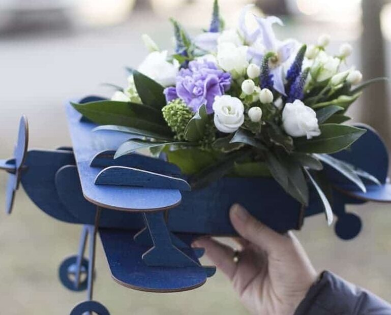 Intra απο ξύλο plywood 3mm-4mm πάχος – Γλάστρα μοντέλο αεροπλάνου 40x45 cm INTRAVECTRY-MY556640