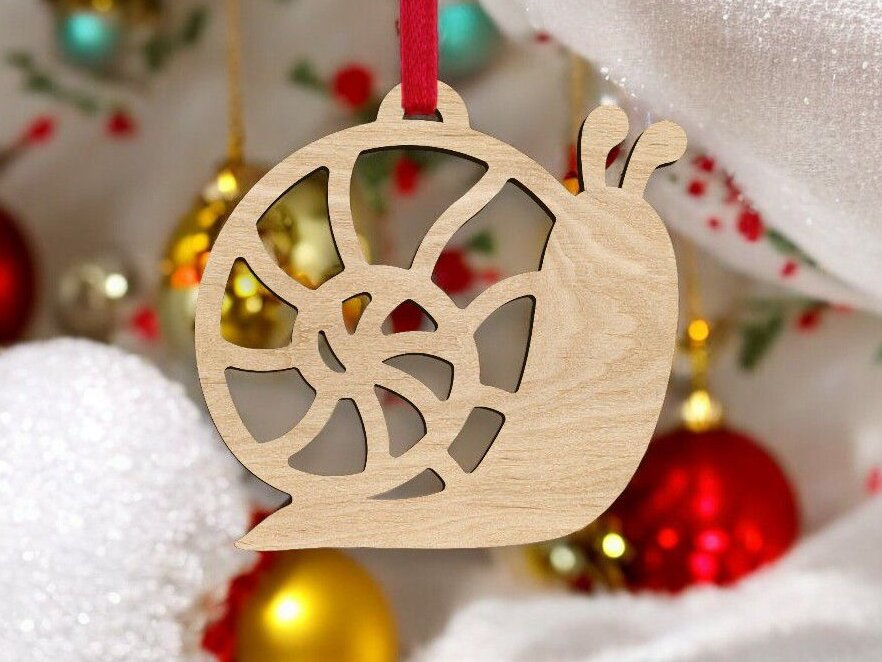 Σετ των 3 Intra απο ξύλο plywood 3mm-4mm πάχος – Χριστουγεννιάτικο μπιχλιμπίδι σαλιγκαριού 35x40 cm INTRAVECTRY-MY552536