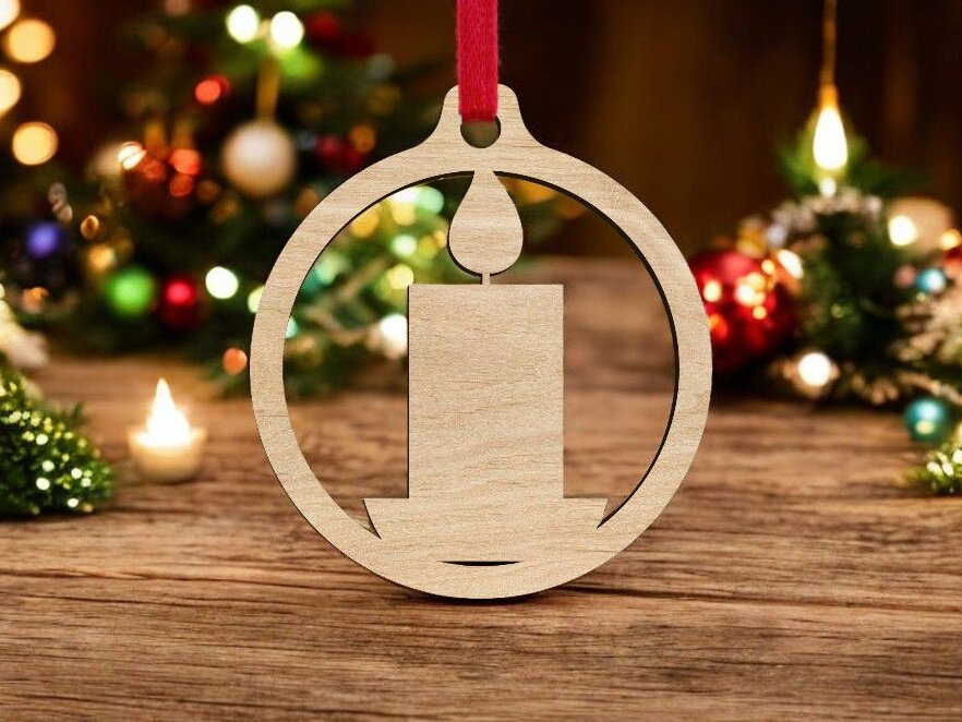 Σετ των 3 Intra απο ξύλο plywood 3mm-4mm πάχος – Χριστουγεννιάτικο κεράκι μπιχλιμπίδι 10x10 cm INTRAVECTRY-MY549828