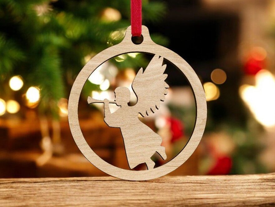 Σετ των 3 Intra απο ξύλο plywood 3mm-4mm πάχος – Χριστουγεννιάτικο μπιχλιμπίδι Αγγέλου 35x40 cm INTRAVECTRY-MY559521