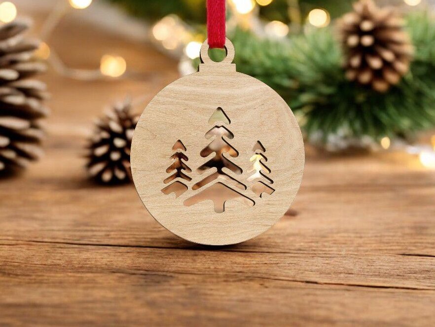 Σετ των 3 Intra απο ξύλο plywood 3mm-4mm πάχος – Μπιχλιμπίδι με τρία πεύκα 40x45 cm INTRAVECTRY-MY552564