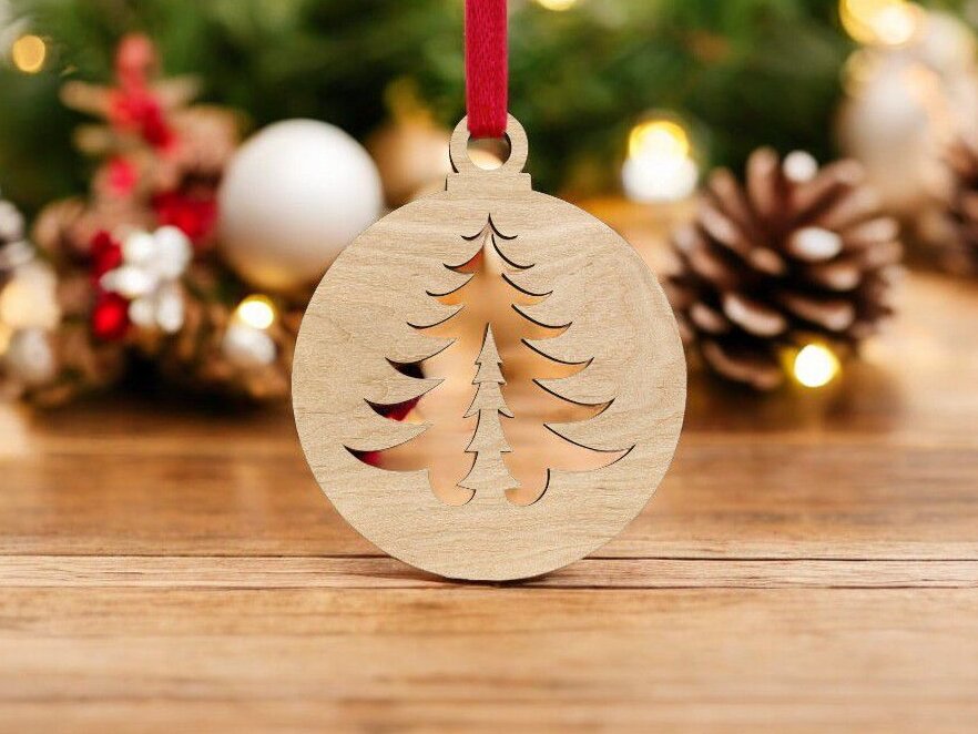 Σετ των 3 Intra απο ξύλο plywood 3mm-4mm πάχος – Μπάλα διακοσμήσεων χριστουγεννιάτικων δέντρων 40x40 cm INTRAVECTRY-MY548049