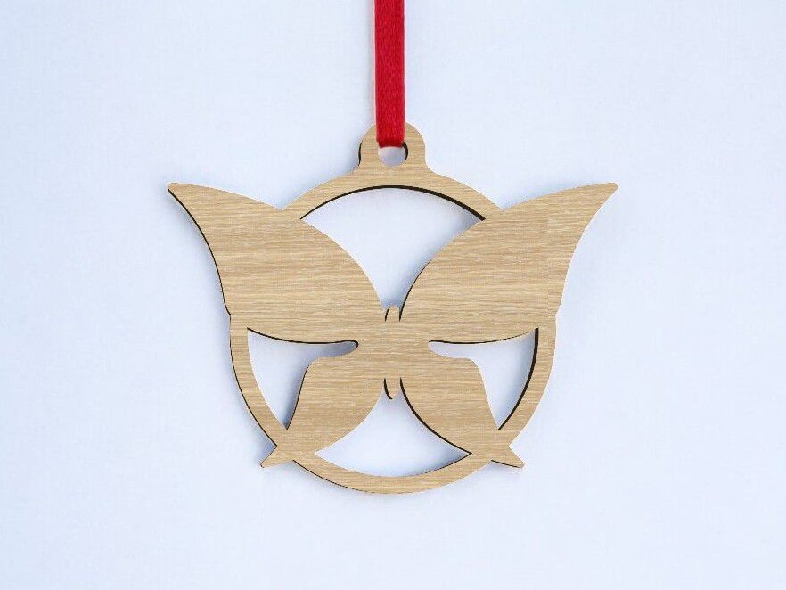 Σετ των 3 Intra απο ξύλο plywood 3mm-4mm πάχος – Χριστουγεννιάτικη μπάλα πεταλούδας 30x30 cm INTRAVECTRY-MY550656