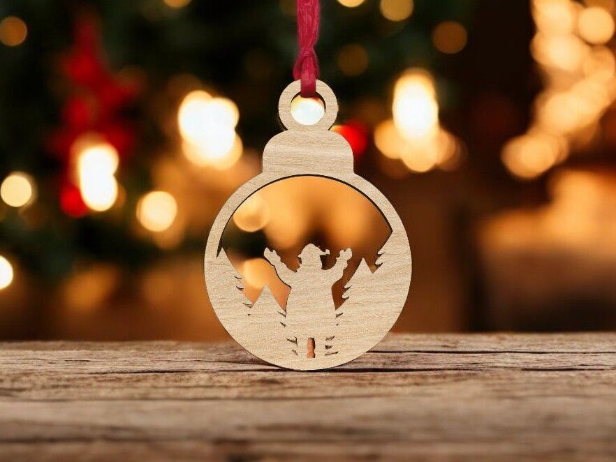 Σετ των 3 Intra απο ξύλο plywood 3mm-4mm πάχος – Χριστουγεννιάτικο μπιχλιμπίδι χιονάνθρωπος στο δάσος 25x25 cm INTRAVECTRY-MY550678