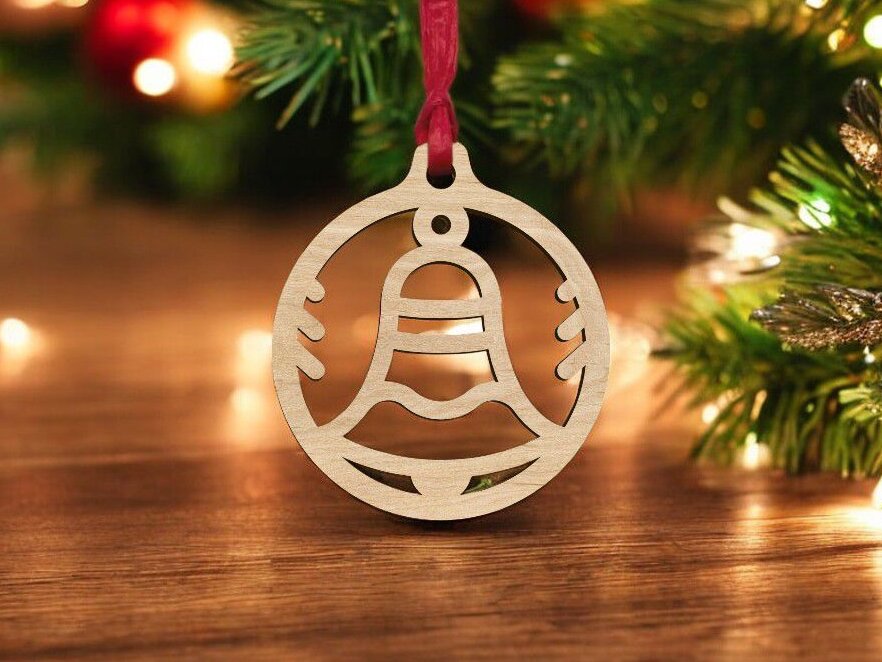 Σετ των 3 Intra απο ξύλο plywood 3mm-4mm πάχος – Χριστουγεννιάτικο μπιχλιμπίδι καμπάνας 30x30 cm INTRAVECTRY-MY545331