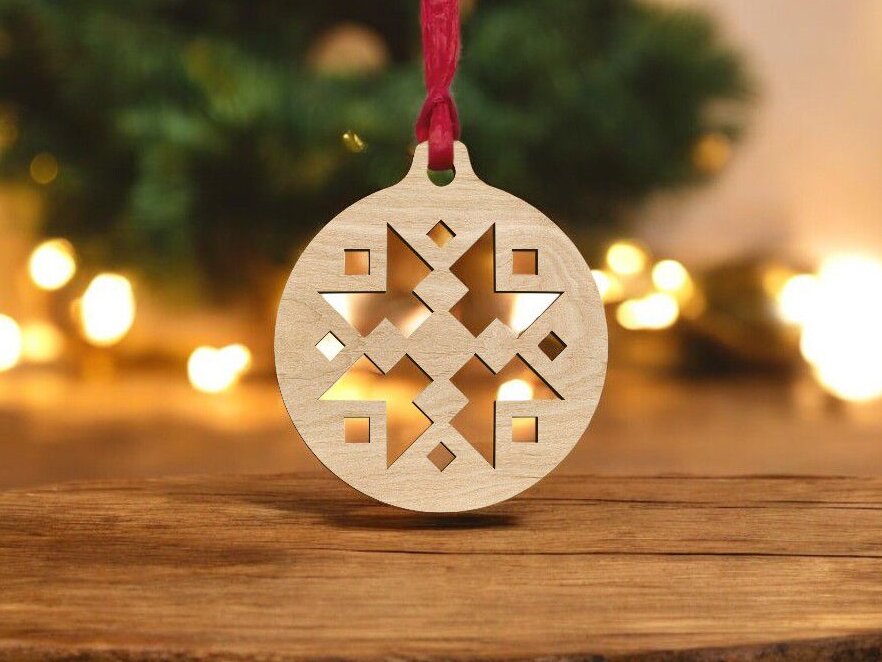 Σετ των 3 Intra απο ξύλο plywood 3mm-4mm πάχος – Μπιχλιμπίδι με νιφάδα χιονιού μοναδικής σχεδίασης 25x25 cm INTRAVECTRY-MY552622