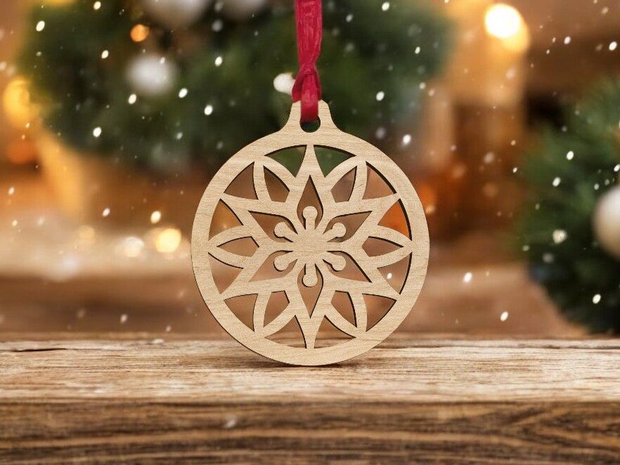 Σετ των 3 Intra απο ξύλο plywood 3mm-4mm πάχος – Χριστουγεννιάτικη διακόσμηση με νιφάδα χιονιού 25x25 cm INTRAVECTRY-MY552624