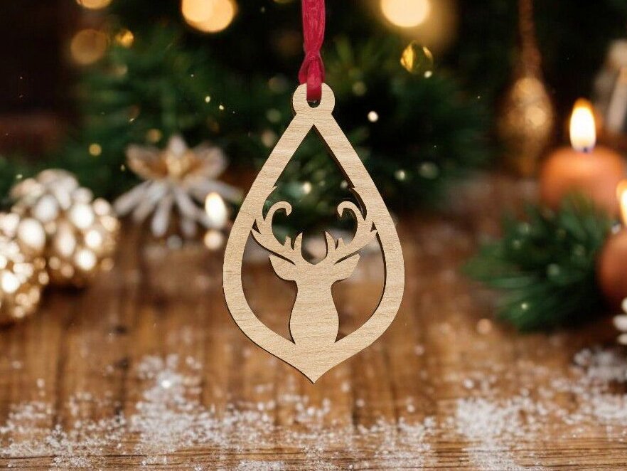 Σετ των 3 Intra απο ξύλο plywood 3mm-4mm πάχος – Χριστουγεννιάτικο στολίδι με άλκες 25x30 cm INTRAVECTRY-MY550707