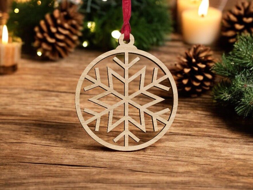 Σετ των 3 Intra απο ξύλο plywood 3mm-4mm πάχος – Χριστουγεννιάτικη διακόσμηση δέντρου με νιφάδα χιονιού 25x30 cm INTRAVECTRY-MY552671