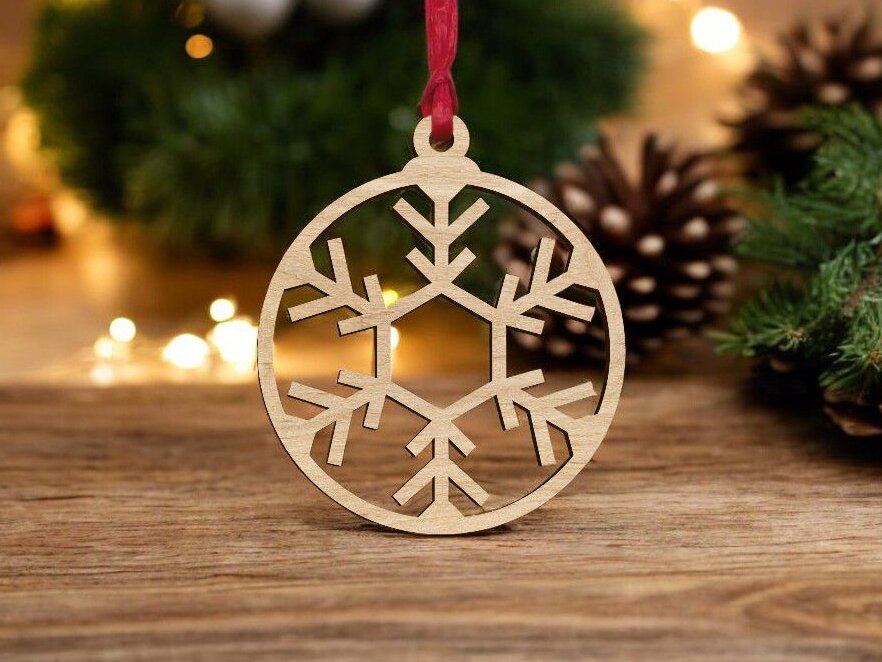 Σετ των 3 Intra απο ξύλο plywood 3mm-4mm πάχος – Διακοσμητικό μπιχλιμπίδι με νιφάδες χιονιού 25x30 cm INTRAVECTRY-MY550751