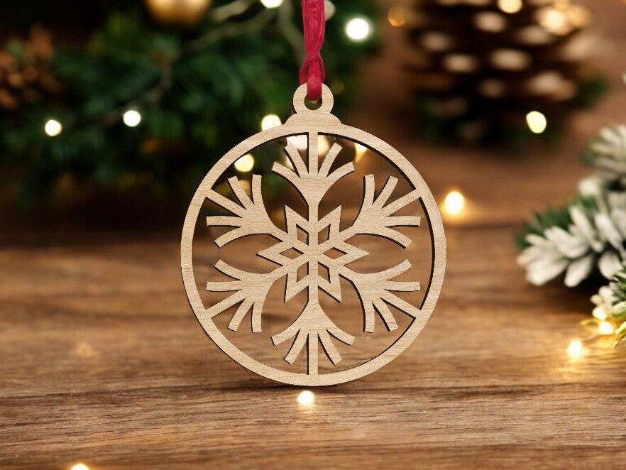 Σετ των 3 Intra απο ξύλο plywood 3mm-4mm πάχος – Διακόσμηση στολισμού χριστουγεννιάτικου δέντρου με νιφάδες χιονιού 40x40 cm INTRAVECTRY-MY552674