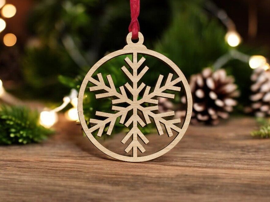 Σετ των 3 Intra απο ξύλο plywood 3mm-4mm πάχος – Στολίδι με χριστουγεννιάτικο δέντρο με νιφάδες χιονιού 35x40 cm INTRAVECTRY-MY552675