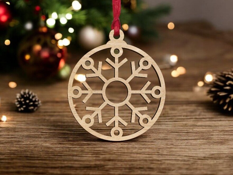 Σετ των 3 Intra απο ξύλο plywood 3mm-4mm πάχος – Χριστουγεννιάτικη διακόσμηση με νιφάδα χιονιού 25x30 cm INTRAVECTRY-MY550756