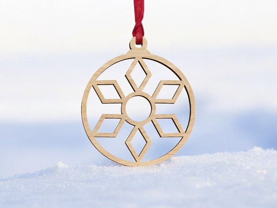 Σετ των 3 Intra απο ξύλο plywood 3mm-4mm πάχος – Χριστουγεννιάτικη μπάλα με νιφάδες χιονιού 20x25 cm INTRAVECTRY-MY552682