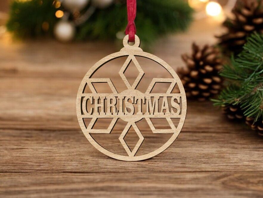 Σετ των 2 Intra απο ξύλο plywood 3mm-4mm πάχος – Εξατομικευμένο στολίδι από νιφάδες χιονιού 40x40 cm INTRAVECTRY-MY553280