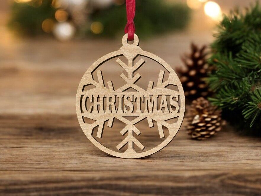 Σετ των 3 Intra απο ξύλο plywood 3mm-4mm πάχος – Εξατομικευμένο χριστουγεννιάτικο μπιχλιμπίδι με νιφάδες χιονιού 25x25 cm INTRAVECTRY-MY550783