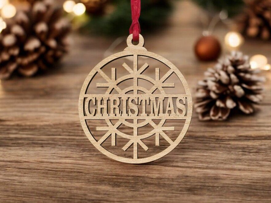 Σετ των 2 Intra απο ξύλο plywood 3mm-4mm πάχος – Εξατομικευμένο διακοσμητικό μπιχλιμπίδι με νιφάδες χιονιού 35x40 cm INTRAVECTRY-MY553285