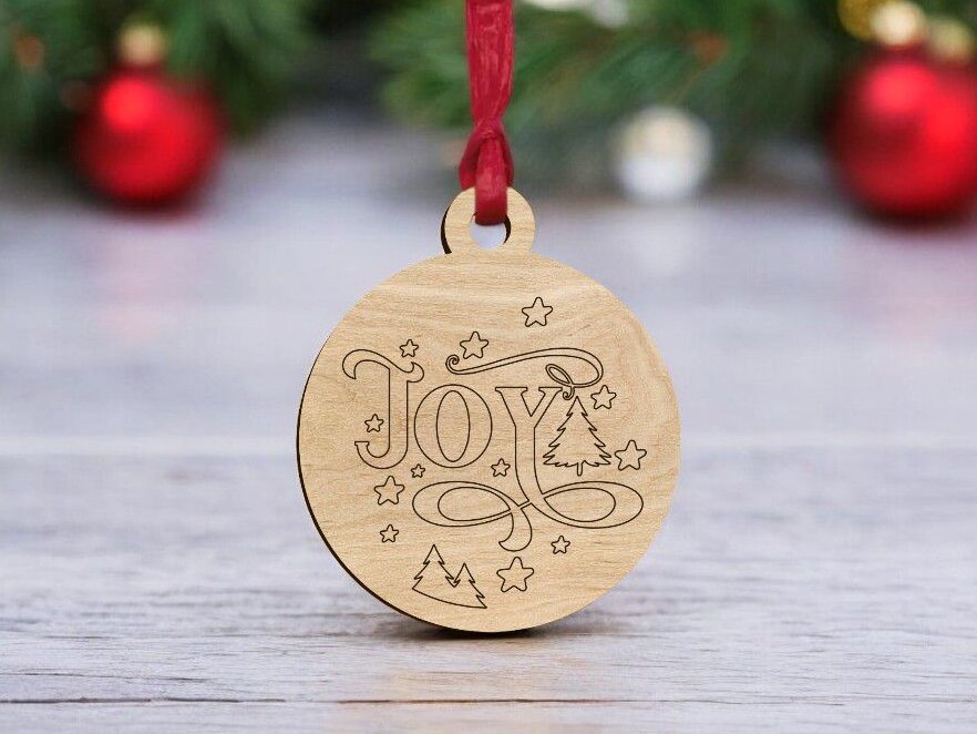 Σετ των 3 Intra απο ξύλο plywood 3mm-4mm πάχος – Χριστουγεννιάτικο στολίδι Joy Bauble 25x25 cm INTRAVECTRY-MY549471
