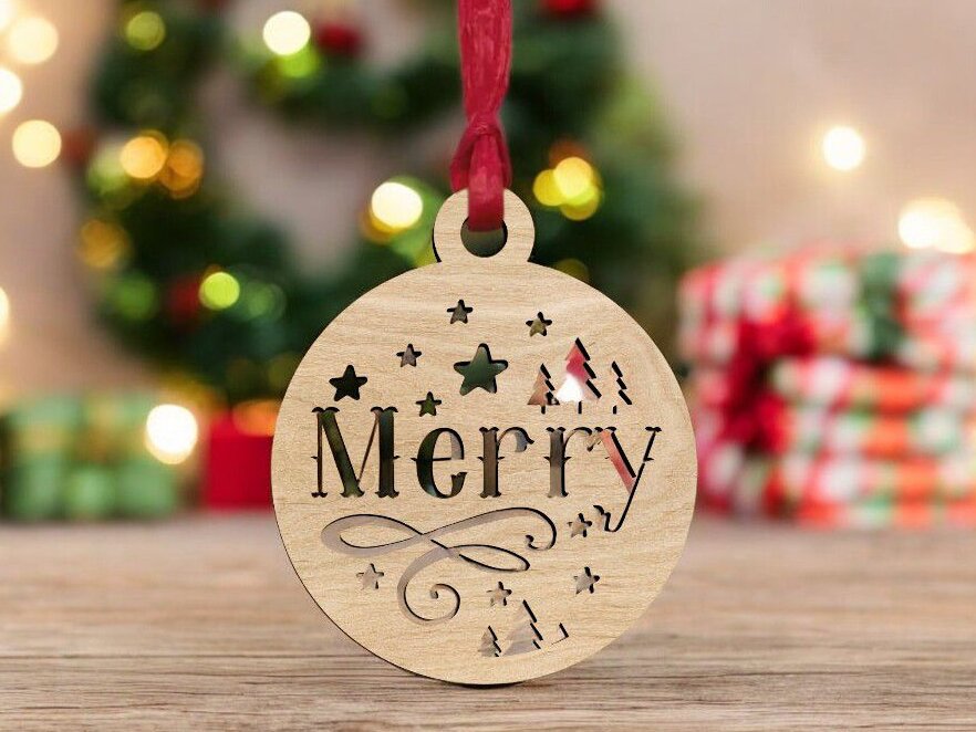 Σετ των 3 Intra απο ξύλο plywood 3mm-4mm πάχος – Καλά Χριστούγεννα στολίδι 25x25 cm INTRAVECTRY-MY552724