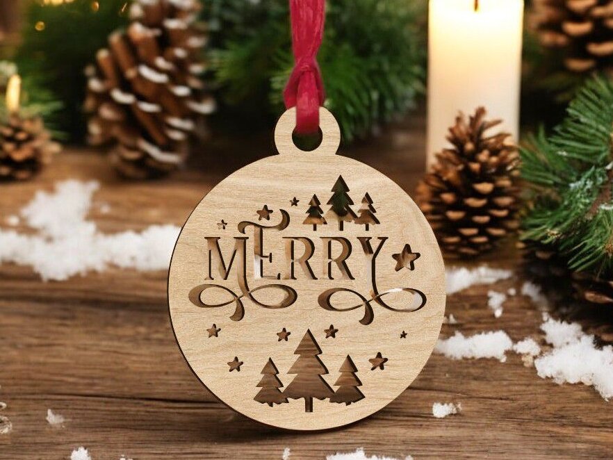 Σετ των 3 Intra απο ξύλο plywood 3mm-4mm πάχος – Καλά Χριστουγεννιάτικα Μπιχλιμπίδι Δέντρο Διακόσμηση 30x30 cm INTRAVECTRY-MY550001