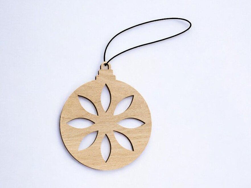 Σετ των 2 Intra απο ξύλο plywood 3mm-4mm πάχος – Χριστουγεννιάτικη μπάλα με floral σχέδιο 40x40 cm INTRAVECTRY-MY553309