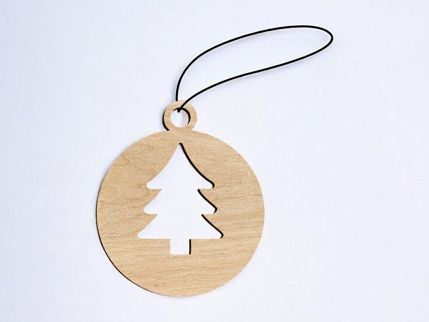 Σετ των 3 Intra απο ξύλο plywood 3mm-4mm πάχος – Κύκλος μπιχλιμπίδι με χριστουγεννιάτικο δέντρο 30x35 cm INTRAVECTRY-MY550812