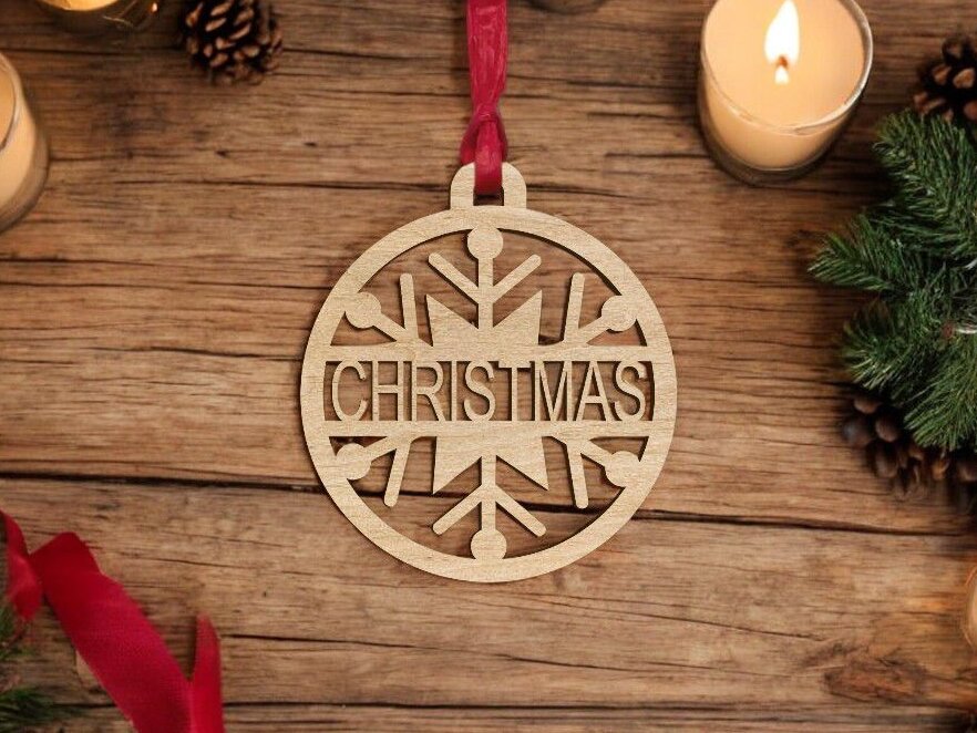 Σετ των 3 Intra απο ξύλο plywood 3mm-4mm πάχος – Εξατομικευμένο μπιχλιμπίδι με νιφάδες χιονιού 10x10 cm INTRAVECTRY-MY550826