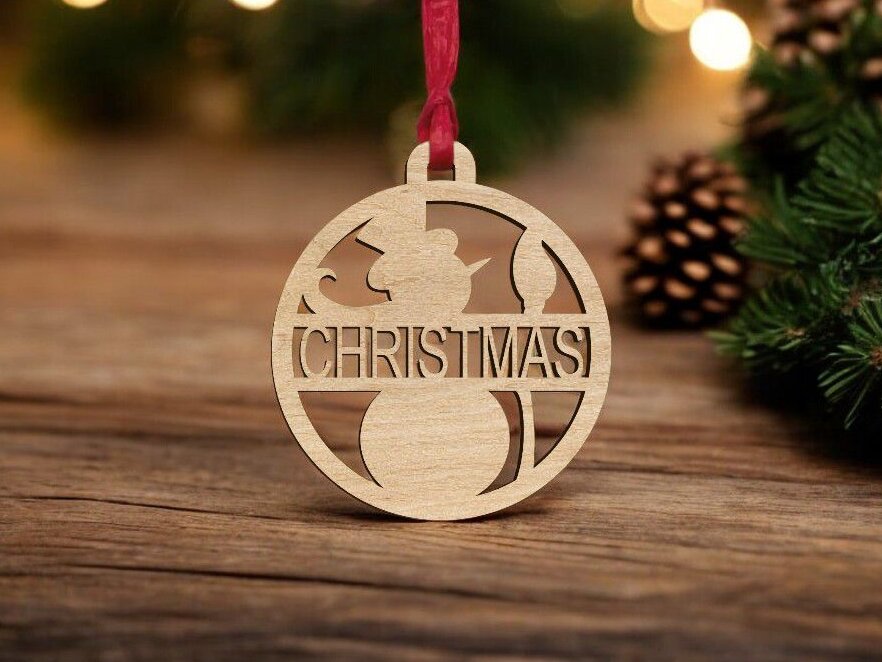 Σετ των 3 Intra απο ξύλο plywood 3mm-4mm πάχος – Εξατομικευμένο μπιχλιμπίδι Χιονάνθρωπος 12x15 cm INTRAVECTRY-MY550829