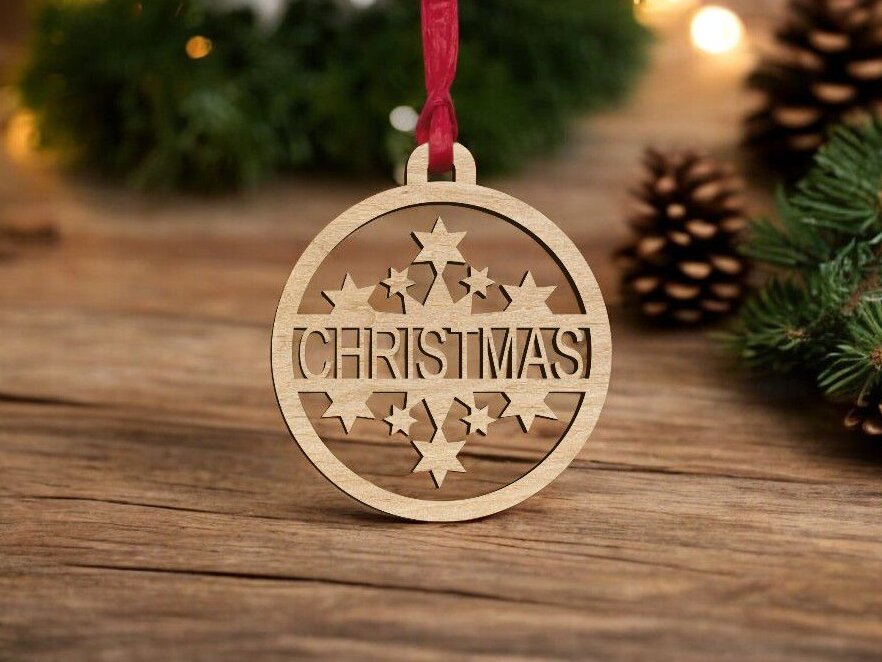 Σετ των 3 Intra απο ξύλο plywood 3mm-4mm πάχος – Εξατομικευμένο χριστουγεννιάτικο μπιχλιμπίδι με αστέρια 20x20 cm INTRAVECTRY-MY550835