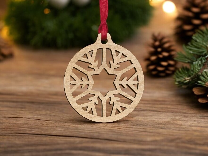 Σετ των 3 Intra απο ξύλο plywood 3mm-4mm πάχος – Χριστουγεννιάτικο μπιχλιμπίδι με νιφάδες χιονιού 25x25 cm INTRAVECTRY-MY552762