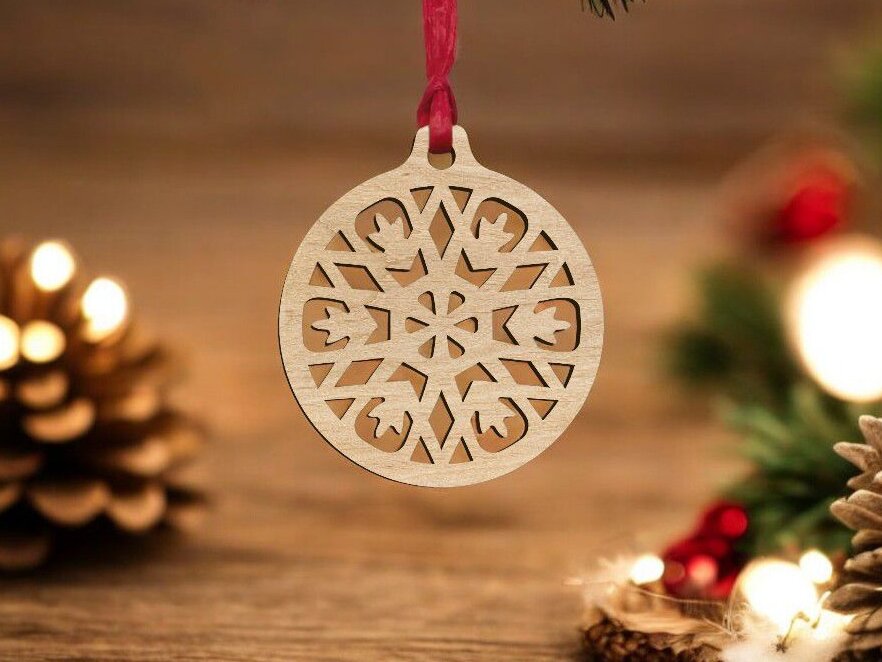 Σετ των 3 Intra απο ξύλο plywood 3mm-4mm πάχος – Ξύλινο μπιχλιμπίδι με νιφάδα χιονιού 25x25 cm INTRAVECTRY-MY549052