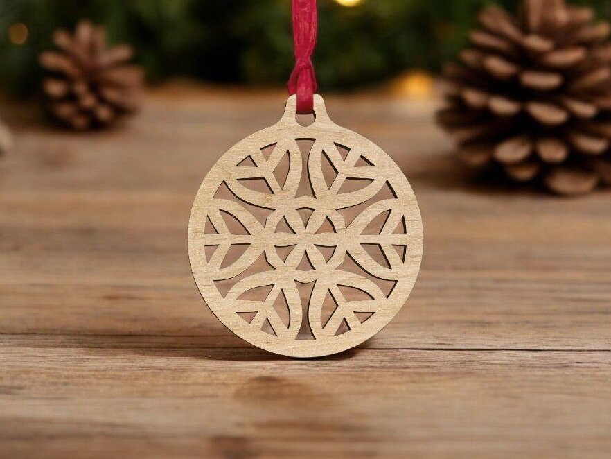 Σετ των 3 Intra απο ξύλο plywood 3mm-4mm πάχος – Χριστουγεννιάτικη διακόσμηση με μπιχλιμπίδι 25x25 cm INTRAVECTRY-MY552769