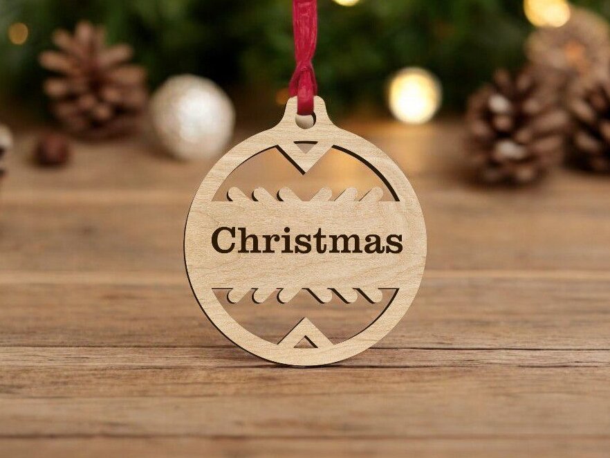 Intra απο ξύλο plywood 3mm-4mm πάχος – Προσωποποιημένο όνομα Χριστουγεννιάτικη Μπάλα 40x40 cm INTRAVECTRY-MY551714